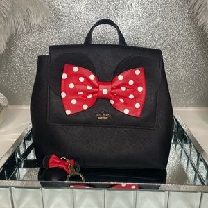 Used Kate Spade Minnie Mouse Backpack & Keychain